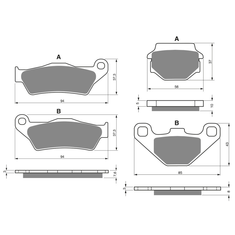2 Kit plaquettes frein Avant et Arrière Pour Ktm EGS 620  de 1994 à 1997 - Image 3
