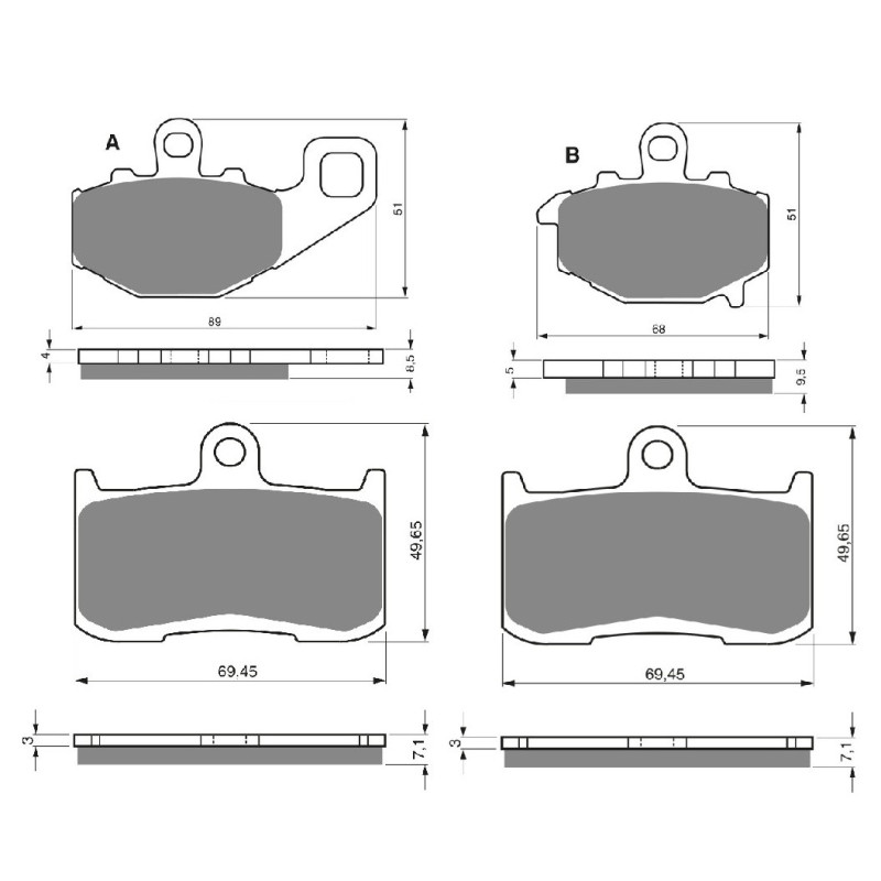 3 Kit plaquettes frein Av G, Av D et Ar Pour Kawasaki Ninja ZX-9R 900  de 2002 a 2003 - Image 3