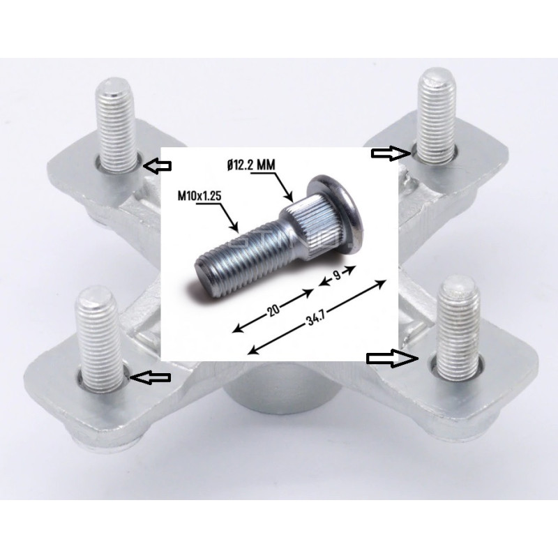 Goujon pour étoile de roue arrière pour Yamaha YFM Raptor 350  de 2007 à 2013 - Image 2