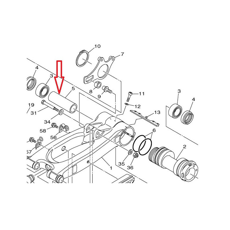 Entretoise moyeu arriere pour Yamaha YFM Raptor 700  de 2006 à 2016 - Image 2